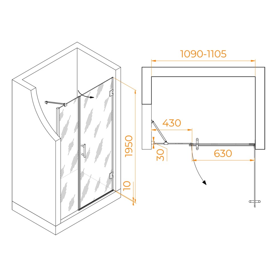 Душевая дверь RGW HO-012B (Прозрачное, 1100)