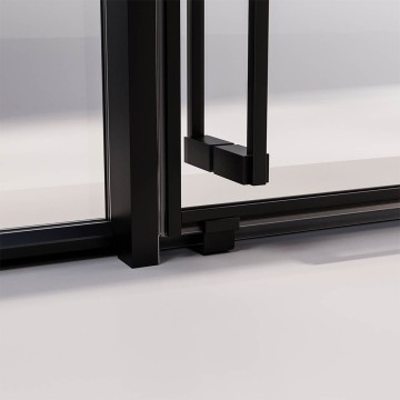 Душевой угол раздвижной Veconi Premium Prato 300 SP B-R, 1700х800x2000, черный матовый, стекло прозрачное