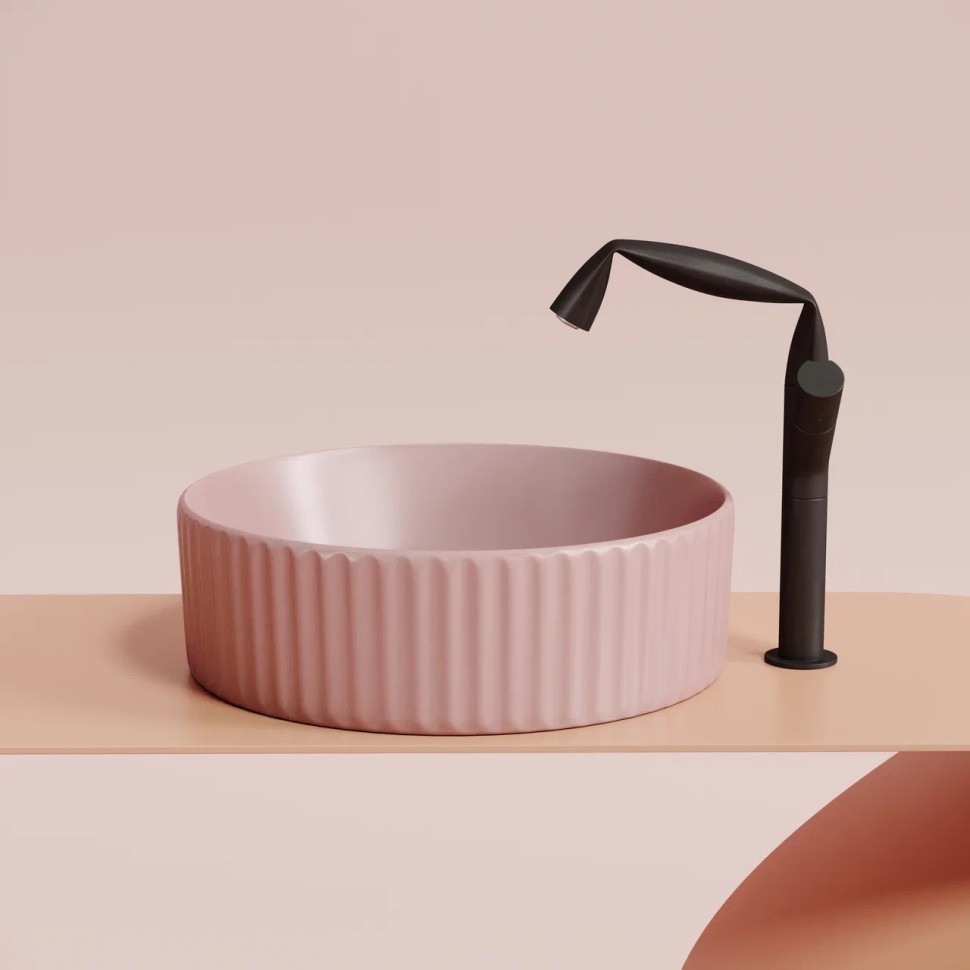 Умывальник чаша накладная круглая (цвет Розовый Матовый) Element 360x360x115мм