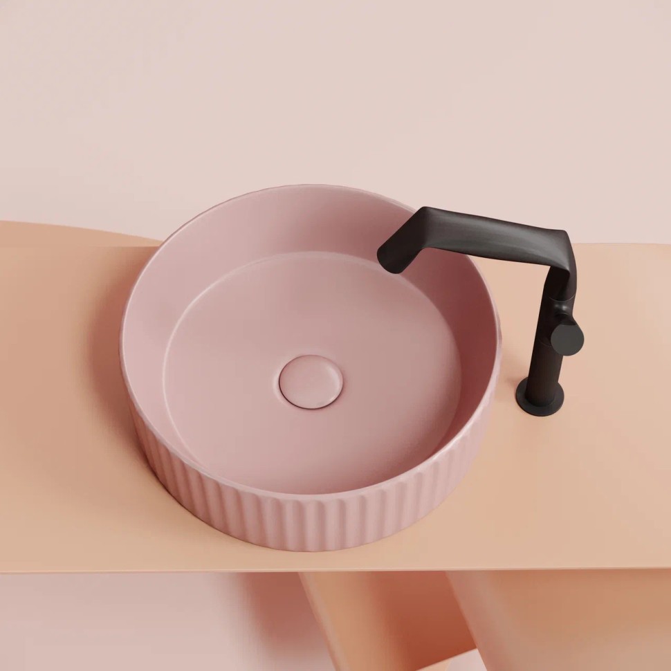 Умывальник чаша накладная круглая (цвет Розовый Матовый) Element 360x360x115мм