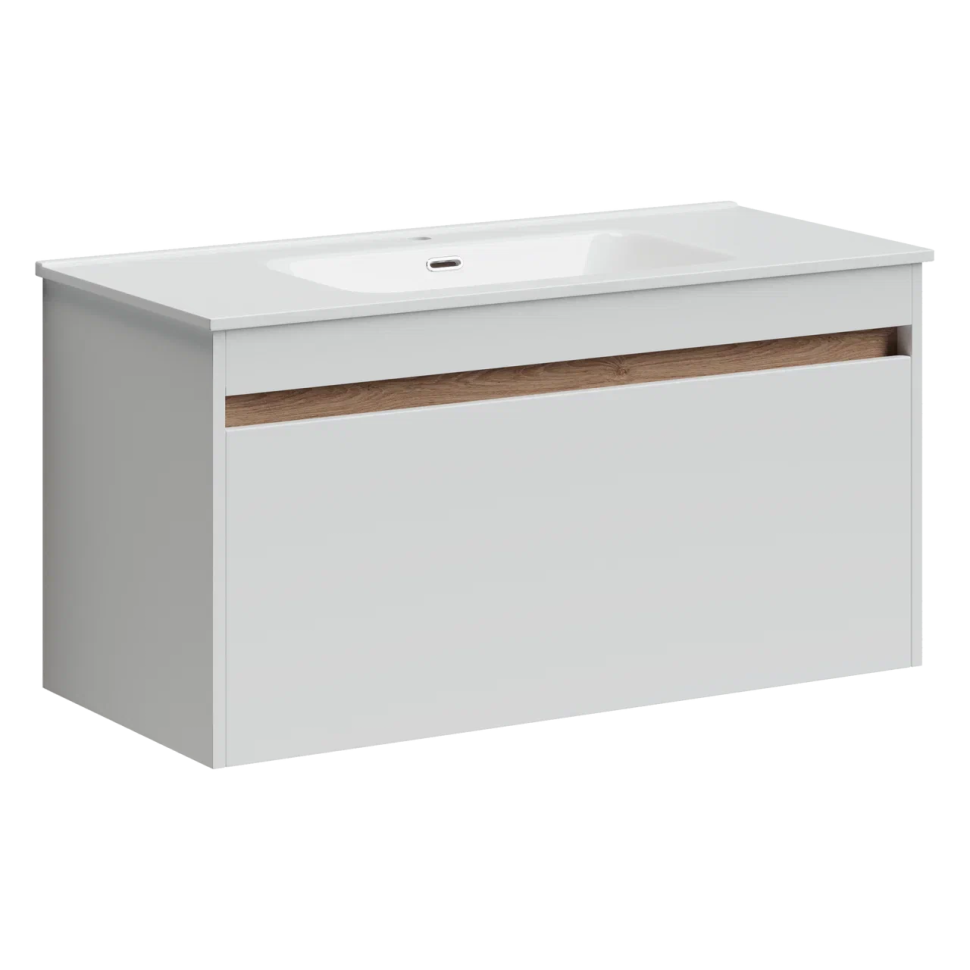 Тумба подвесная SANCOS Smart 990х450х500, c двумя ящиками оснащенными доводчиками, белый глянец , арт. SM100W