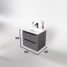 Тумба подвесная STYLE LINE "Марелла 60" (2 ящ.) Люкс антискрейтч серый, PLUS с раковиной Марелла Люкс 600х400