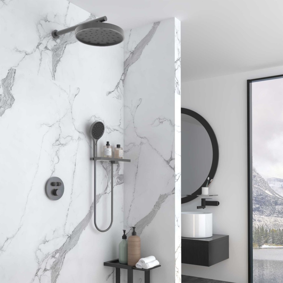 Душевой комплект Inspire VSFW-3I22MT2RGM встраиваемый, термостат,  двухрежимный, вороненая сталь