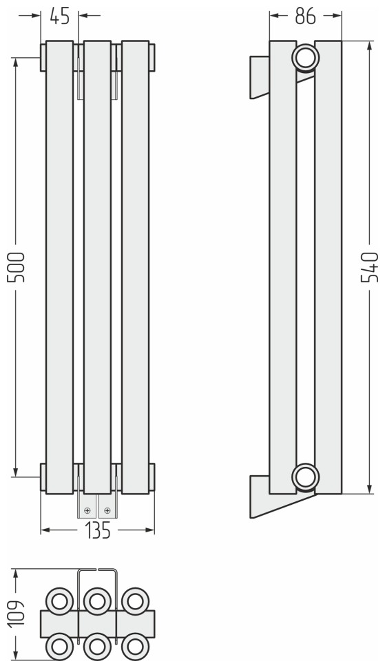 Эстет-00 500х135 3 секции