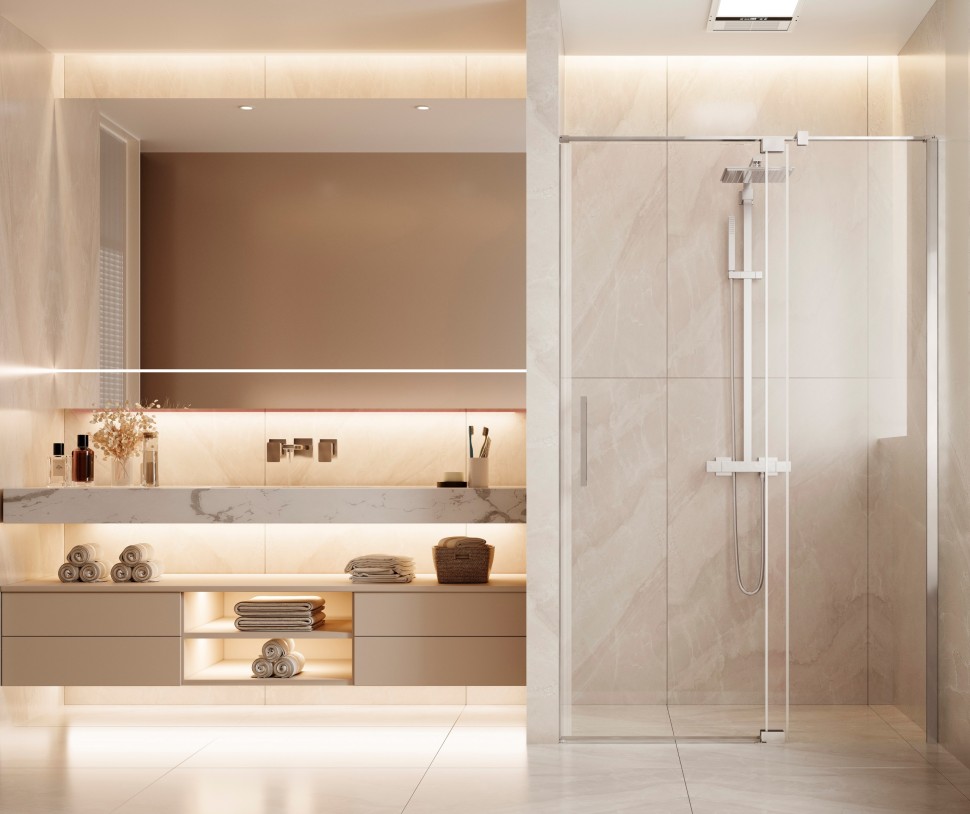 Душевая дверь Экстенза (Extenza) VDP-4EX9010CL, 900/1000, хром, стекло прозрачное