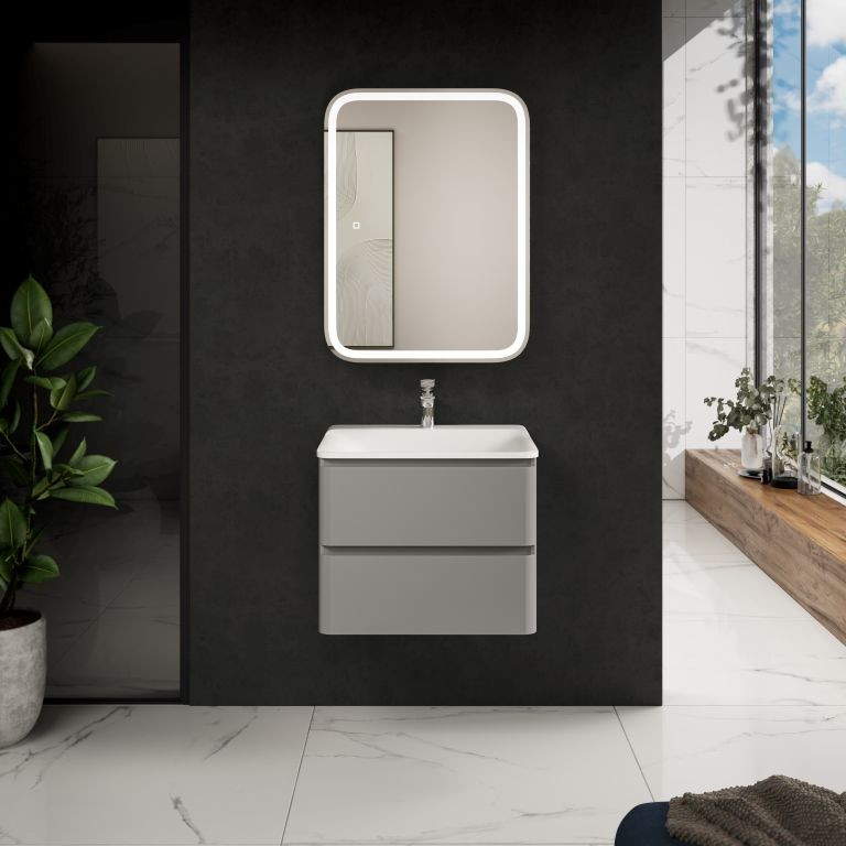 AQM900460GM "S4" тумба под умывальник подвесная 60 см., цвет серый.