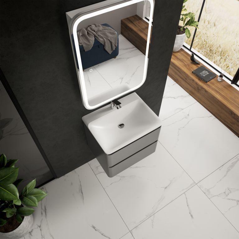 AQM900460GM "S4" тумба под умывальник подвесная 60 см., цвет серый.