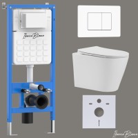 Комплект 3в1 IBERICA BLANCA инсталляция SILENCIO, унитаз BURGOS ALTO белый, кнопка смыва INOX-C белый матовый (IB001.BRA.234.111)