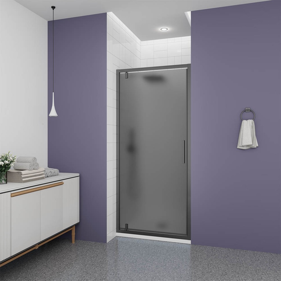 Душевая дверь Veconi Ottimo P30 GR, 900x1900, графит брашинг, стекло тонированное матовое