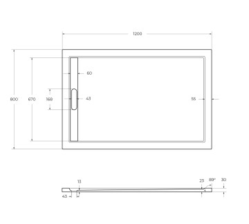 Поддон из искусственного мрамора CEZARES TRAY-AS-AH-120/80-30-W