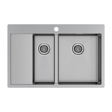 Мойка нерж. сталь KRONER 78/2SF, PM227851-BSR, брашированная нерж. сталь, правая, 780х510мм, Paulmark
