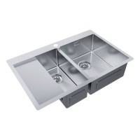 Мойка нерж. сталь KRONER 78/2SF, PM227851-BSR, брашированная нерж. сталь, правая, 780х510мм, Paulmark