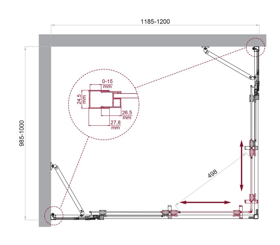 Душевой уголок BelBagno LUCE-AH-22-120/100-P-Cr