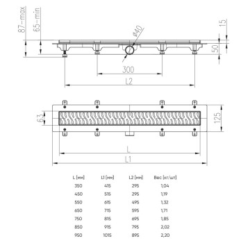 Душевой лоток Veconi Line Black 850