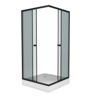 Душевой уголок Niagara Eco NG-008-14QT (80х80х195) низкий поддон(13см),черный,стекло тонированное,2 места