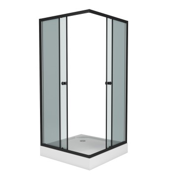 Душевой уголок Niagara Eco NG-008-14QT (80х80х195) низкий поддон(13см),черный,стекло тонированное,2 места