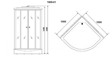 Душевая кабина Niagara Ultra NG-1909-01 (100х100х220) высокий поддон(48см),черный,стекло тонированное,4 места