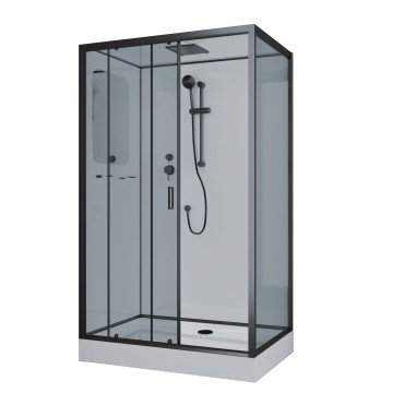 Душевая кабина Niagara Premium NG-6912-01QL BLACK (120х80х210) низкий поддон(16 см),черный,стекло тонированное,4 места