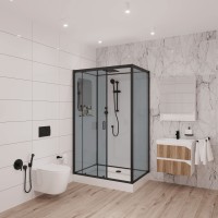 Душевая кабина Niagara Premium NG-6912-01QL BLACK (120х80х210) низкий поддон(16 см),черный,стекло тонированное,4 места