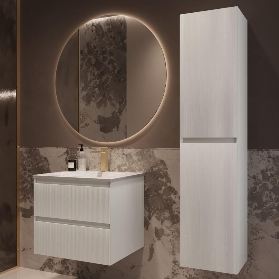 База под раковину Welle 600 подвесная, 2 выкатных ящика soft-close, M.White