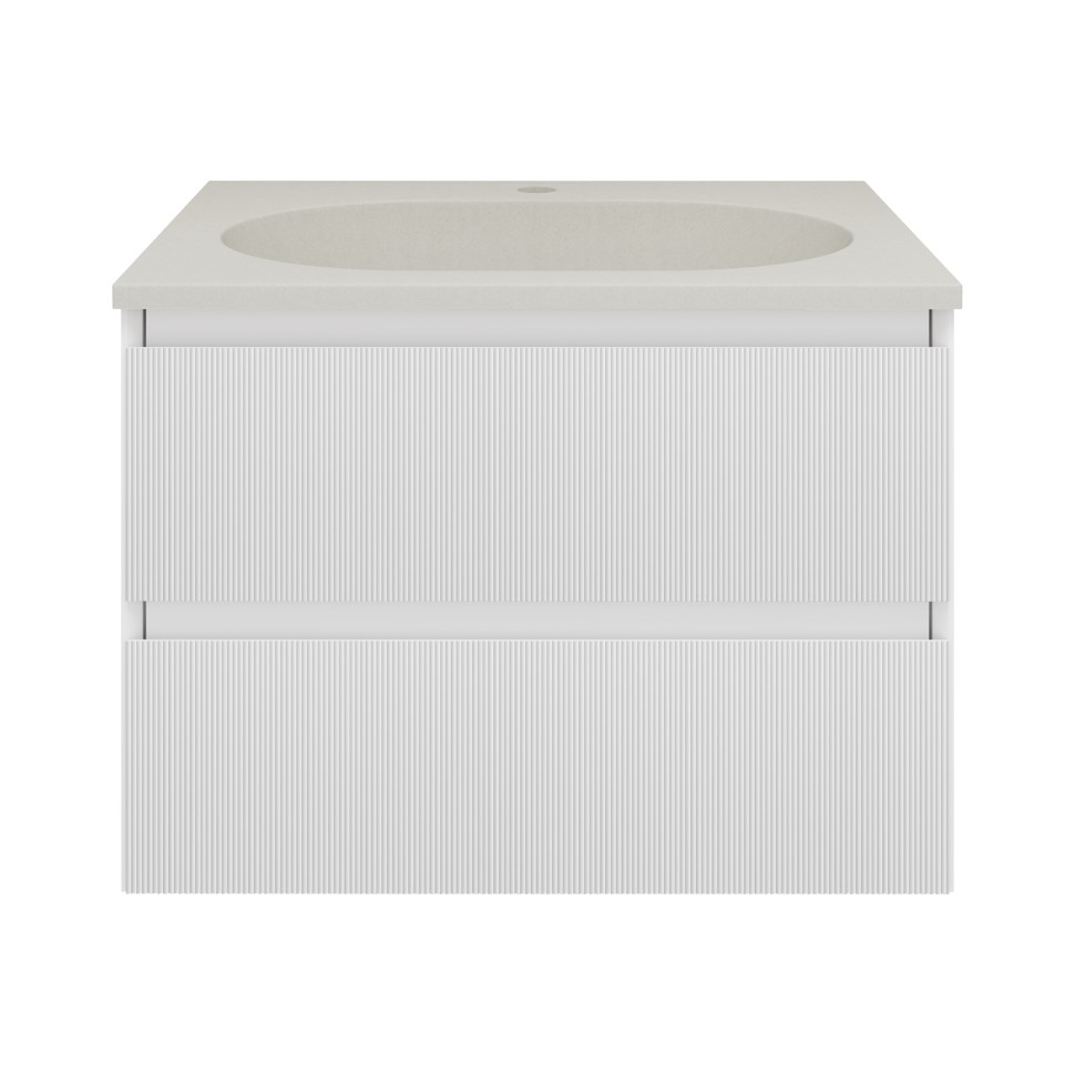 База под раковину Welle 600 подвесная, 2 выкатных ящика soft-close, M.White