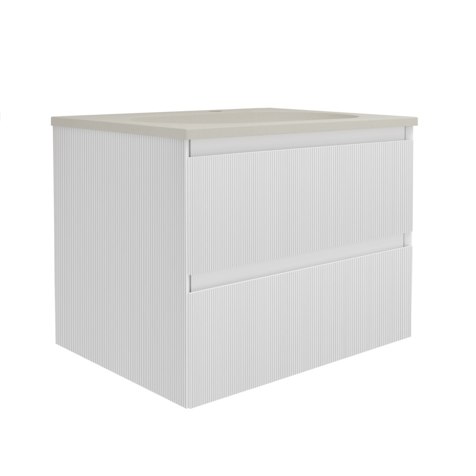 База под раковину Welle 600 подвесная, 2 выкатных ящика soft-close, M.White