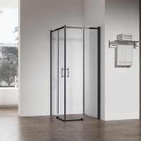 Душевой угол Veconi Rovigo RV-50B, 1000х1000х1950, черный, стекло прозрачное