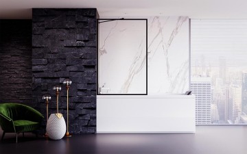Шторка на ванну Veconi Palau PL-85B, 800x1500, черный, стекло прозрачное