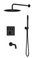 Душевая система скрытого монтажа для ванны и душа MILLEAU Tissage TERMO 3SBIT/801-GB на 3 потока (комплект с монтажным блоком), Черный глянец