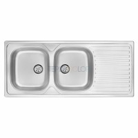 Стальная мойка, 2-чаши с осушкой