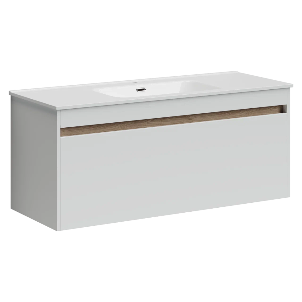 Тумба подвесная SANCOS Smart 1190х450х500, c двумя ящиками оснащенными доводчиками, белый глянец , арт. SM120-1W