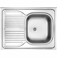 Стальная мойка, 1-чаша с осушкой, с левой стороны - накладываемый