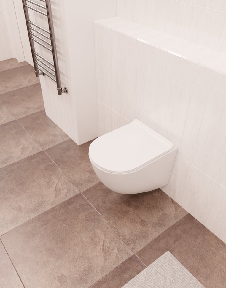 AQM2002 Унитаз подвесной с сиденьем SoftClose, технология смыва Rimless, скрытый крепеж. 490x370x360