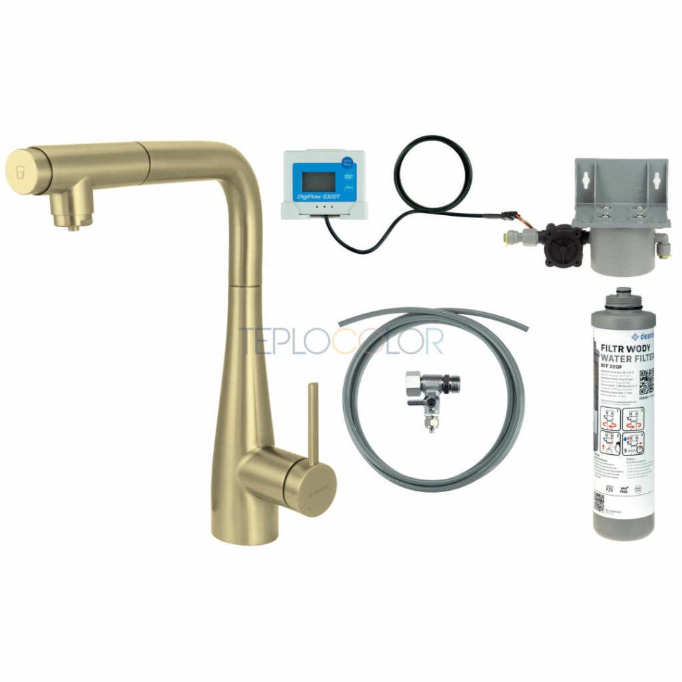 Смеситель для кухни, с комплектом фильтрации воды, с выдвижным изливом