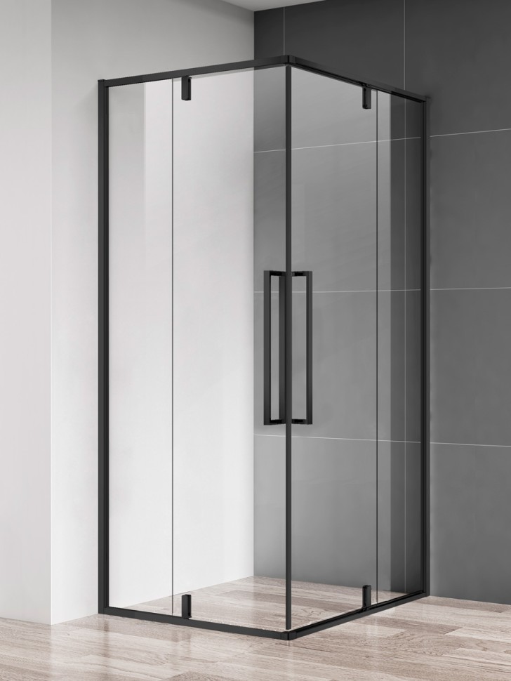 Душевой уголок 900*900*1950мм., стекло 6мм, цвет профиля матовый черный. AQM7102-2-9