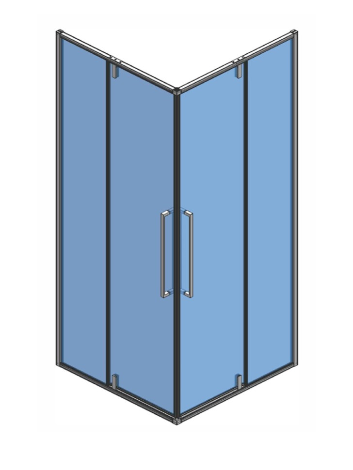 Душевой уголок 900*900*1950мм., стекло 6мм, цвет профиля матовый черный. AQM7102-2-9