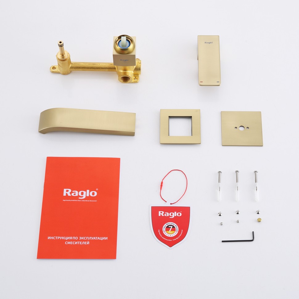 Смеситель Raglo встраиваемый для умывальника, золотой сатин