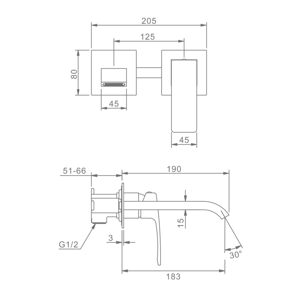 Смеситель Raglo встраиваемый для умывальника, золотой сатин