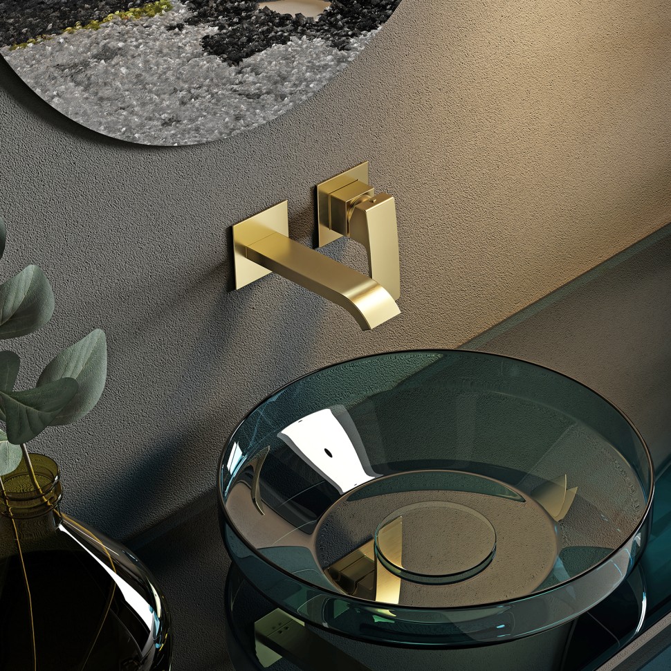 Смеситель Raglo встраиваемый для умывальника, золотой сатин