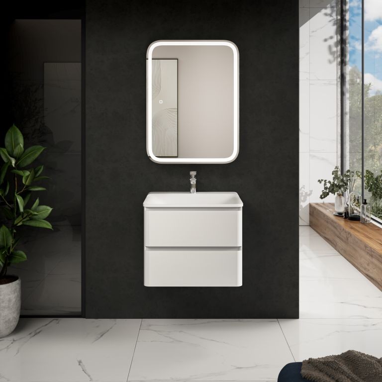 AQM900460WH "S4" тумба под умывальник подвесная 60 см., цвет белый глянец.