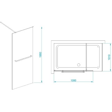 Душевая перегородка RGW 100х195 см WA-040 Хром, Прозрачное, 8 мм Easy Clean (35104010-11)