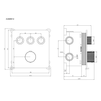 Смеситель с термостатом встраиваемый на 3 потребителя комплект с монтажной частью AQM8812BC