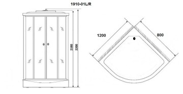 Душевая кабина Niagara Ultra NG-1910-01L (120х80х220) высокий поддон(48см),черный,стекло тонированное,4 места