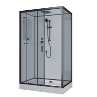 Душевая кабина Niagara Premium NG-6912-01QR BLACK (120х80х210) низкий поддон(16 см),черный,стекло тонированное,4 места