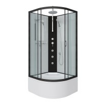 Душевая кабина Niagara Classic NG-6707-14BKTG (80х80х210) высокий поддон(40см),черный,стекло прозрачное,4 места