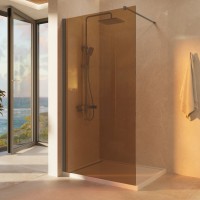 Душевая перегородка Волк-Ин (Walk-In) VSW-1H100GSGM, 1000*2000, вороненая сталь, стекло янтарь