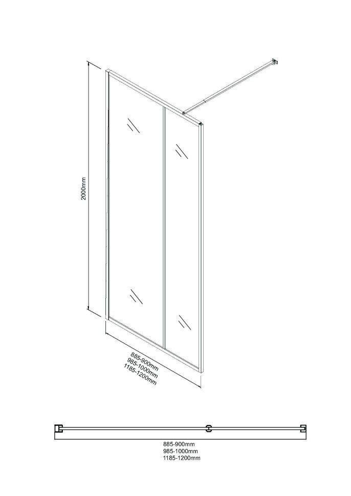 Душевая перегородка Niagara Nova NG-481-10FBLACK (100х200) черный матовый,стекло рифленое/тонированное,1 место