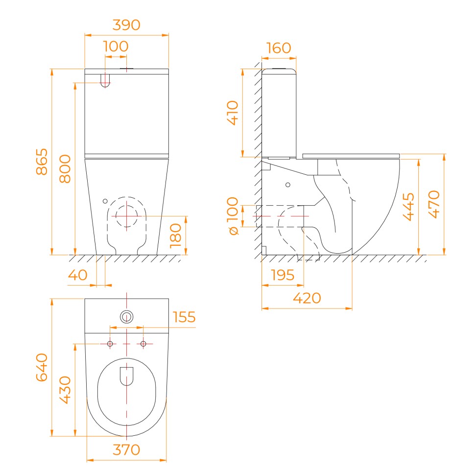 Высокий унитаз с бачком напольный RGW SW-03