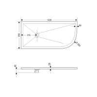 Душевой поддон асимметричный RGW ST/AL-G Графит (900x1200)