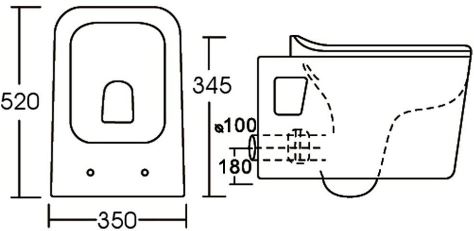 Унитаз подвесной Ceramalux с сиденьем NS5170MB